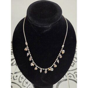 Brighton Tiddlywinks Necklace Silver Tone W/ Hearts Jasper Beads Dangle Charms